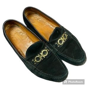Salvatore Ferragamo Black Suede Loafers Women’s size 9.5